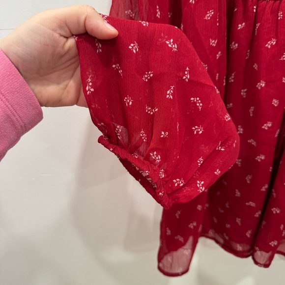 Old Navy Tie Front Chiffon Top Red Micro Flower Print XL Fall 2024 - Picture 5 of 9